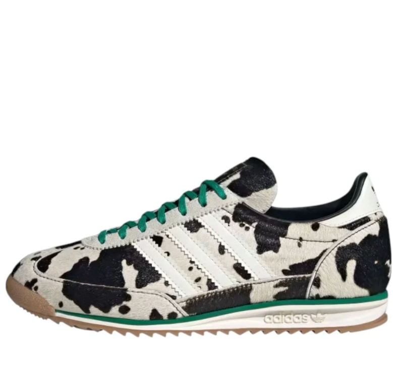 adidas Cow-Print Sneakers with Green Laces