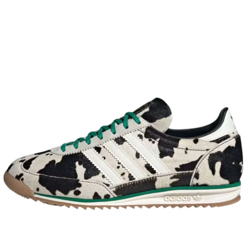 adidas Cow-Print Sneakers with Green Laces