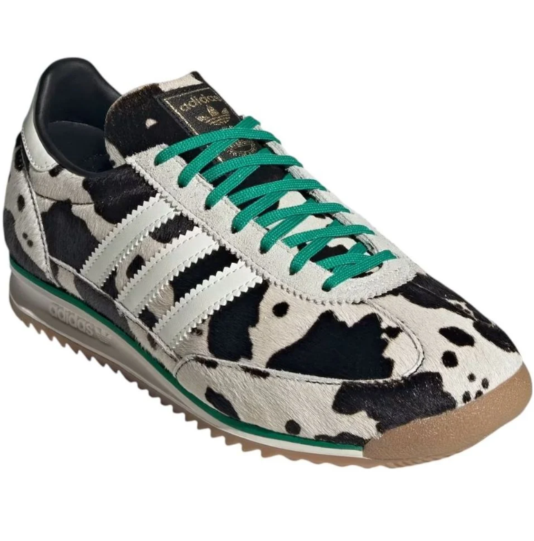 adidas Cow-Print Sneakers with Green Laces