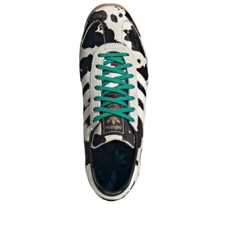 adidas Cow-Print Sneakers with Green Laces