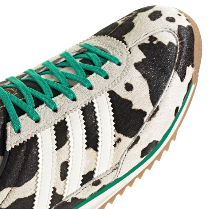 adidas Cow-Print Sneakers with Green Laces