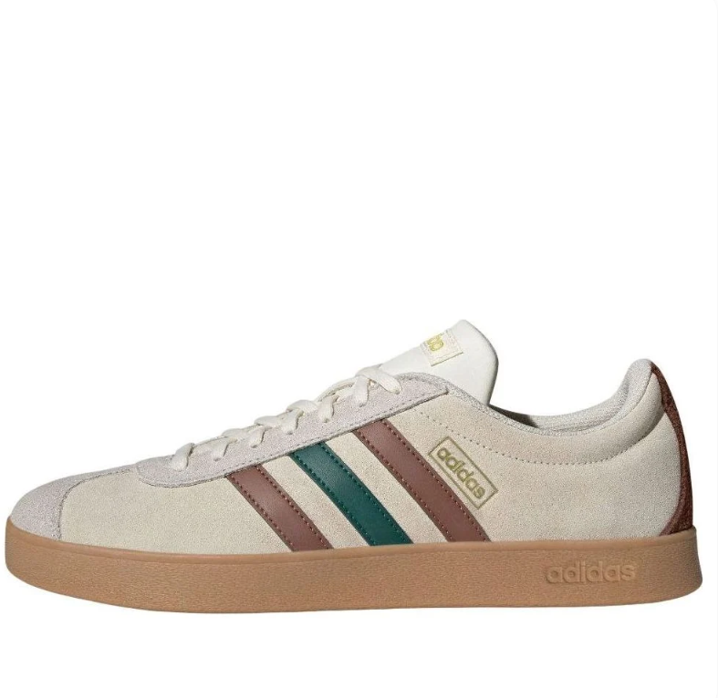 adidas Cream Sneakers with Brown and Green Stripes
