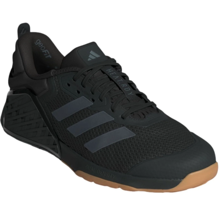 adidas Black Lace-Up Sneakers with Grey Stripes and Gum Accents