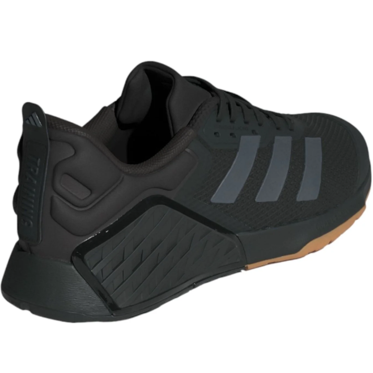adidas Black Lace-Up Sneakers with Grey Stripes and Gum Accents