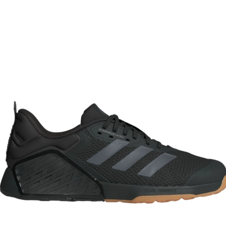 adidas Black Lace-Up Sneakers with Grey Stripes and Gum Accents