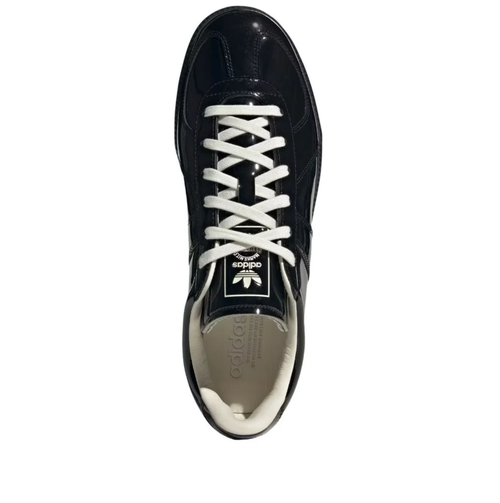 adidas Glossy Black Low-Top Sneakers with White Laces