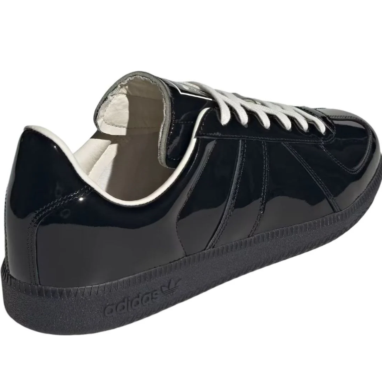 adidas Glossy Black Low-Top Sneakers with White Laces