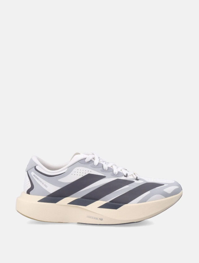 adidas Adizero White and Grey Sneakers with Black Stripes