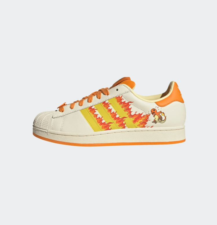 adidas Charmander Shell-Toe Sneakers in Cream and Orange