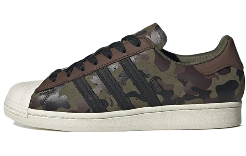 adidas Camouflage Shell-Toe Sneakers with Black Stripes