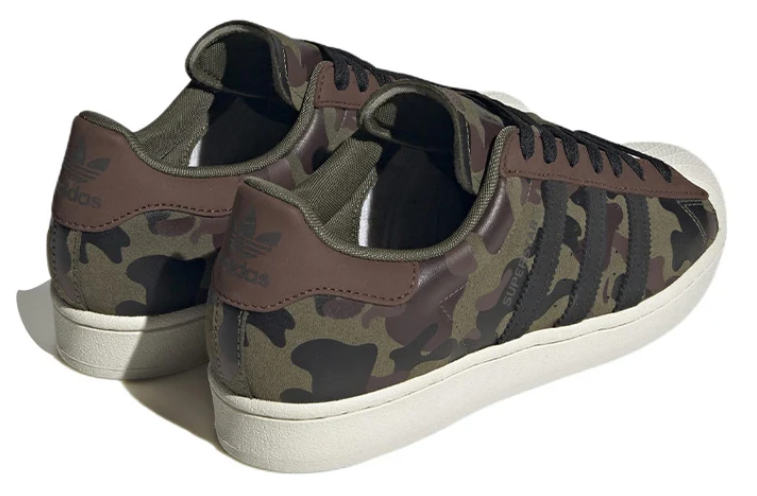 adidas Camouflage Shell-Toe Sneakers with Black Stripes