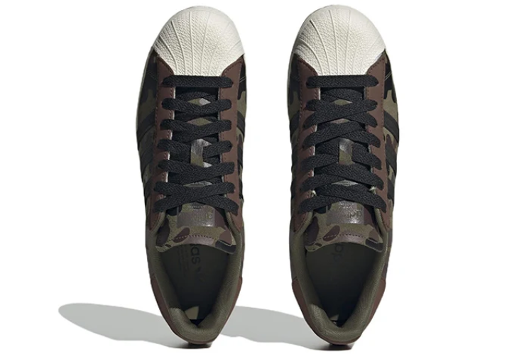 adidas Camouflage Shell-Toe Sneakers with Black Stripes
