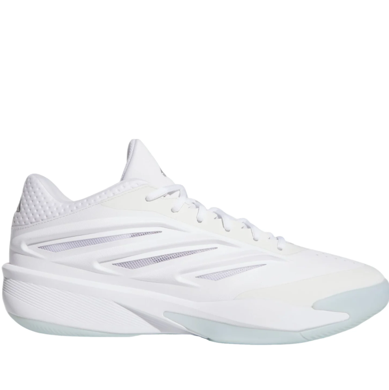 adidas White Sneakers with Sculpted Stripes and Ice-Blue Accents