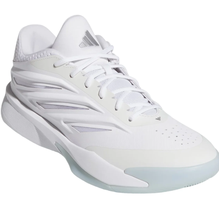 adidas White Sneakers with Sculpted Stripes and Ice-Blue Accents