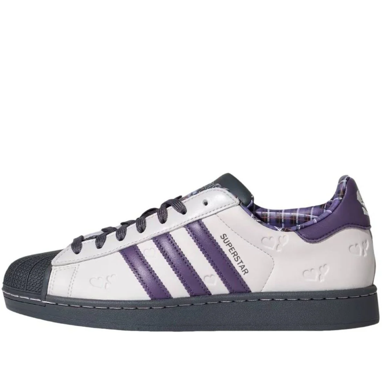 adidas Superstar White and Purple Shell-Toe Sneakers