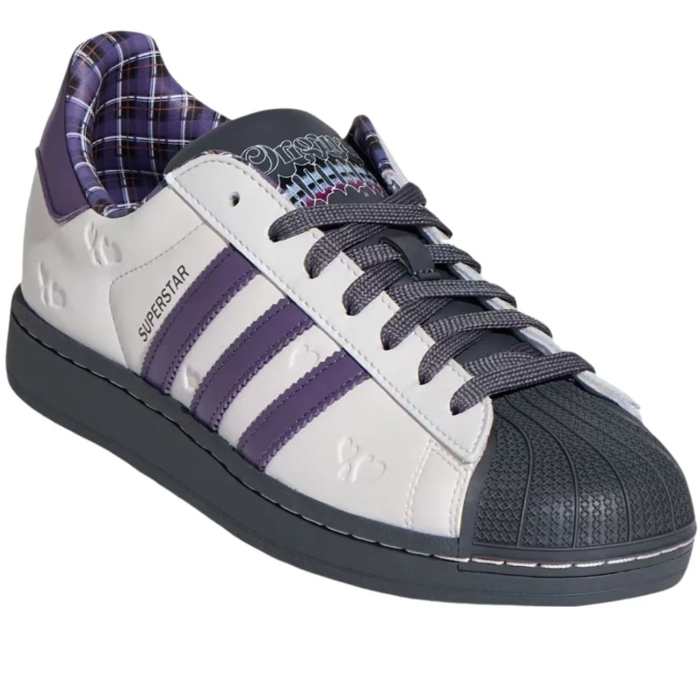 adidas Superstar White and Purple Shell-Toe Sneakers