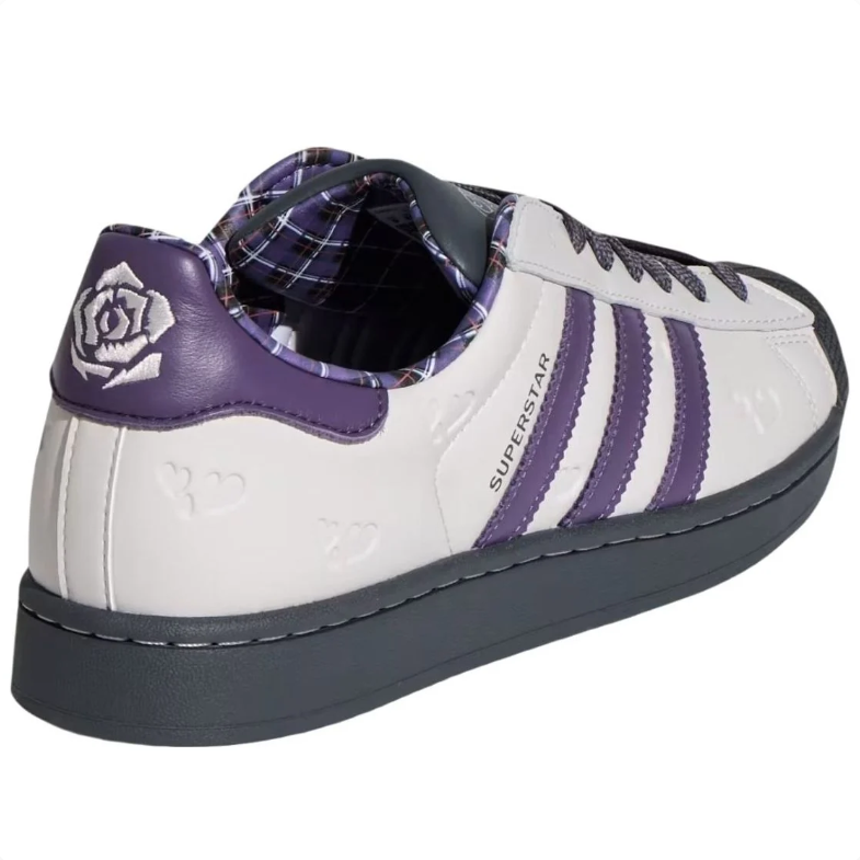 adidas Superstar White and Purple Shell-Toe Sneakers