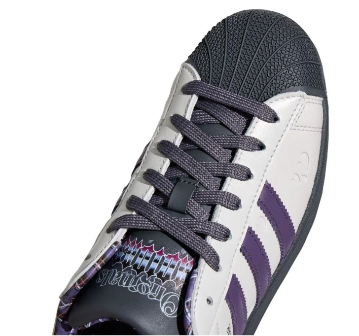adidas Superstar White and Purple Shell-Toe Sneakers