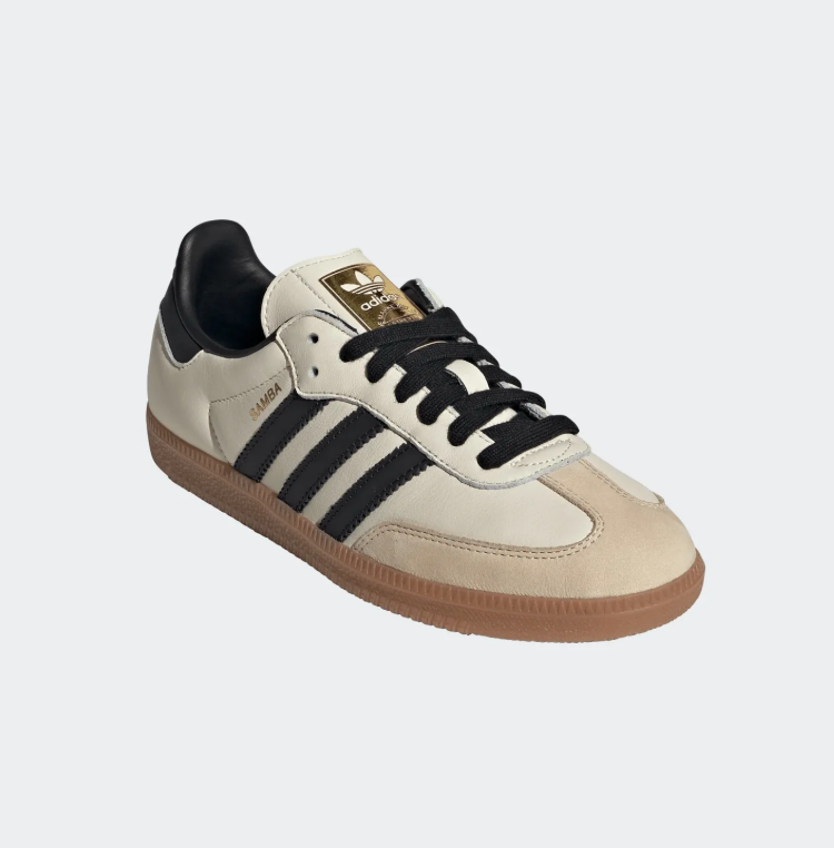 adidas Samba Cream and Black Sneakers with Gum Sole