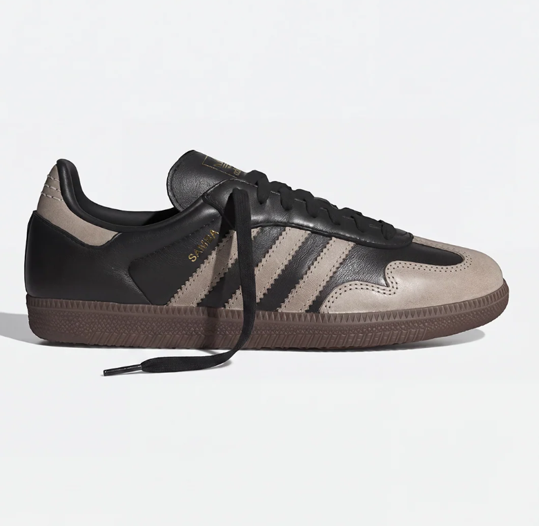 adidas Samba Black and Taupe Sneakers with Gum Sole