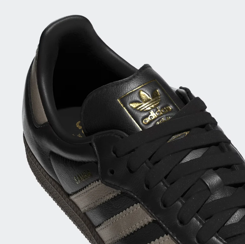 adidas Samba Black and Taupe Sneakers with Gum Sole