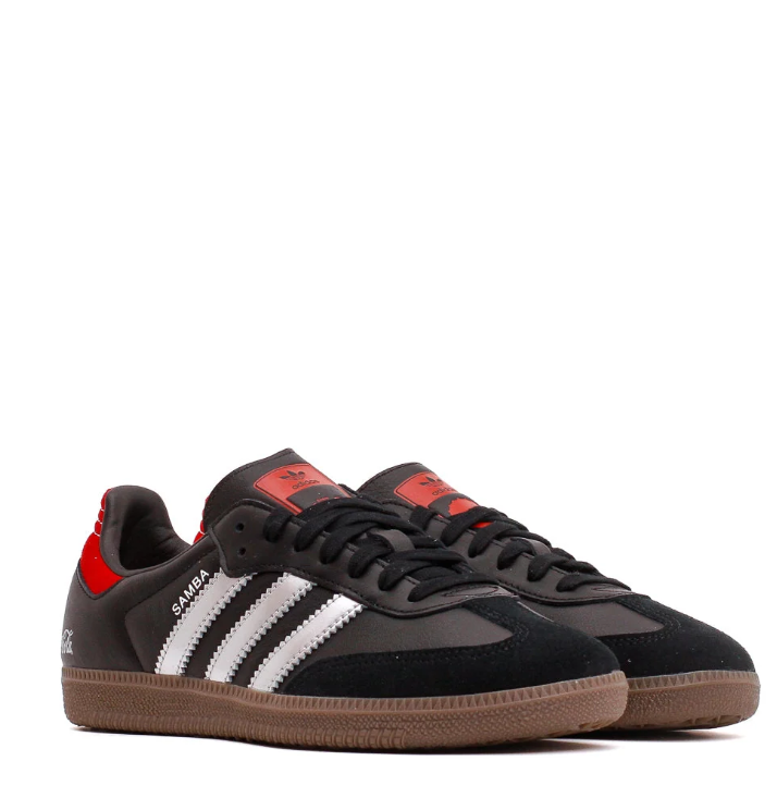 adidas Samba Black and Silver Sneakers with Coca-Cola Detailing