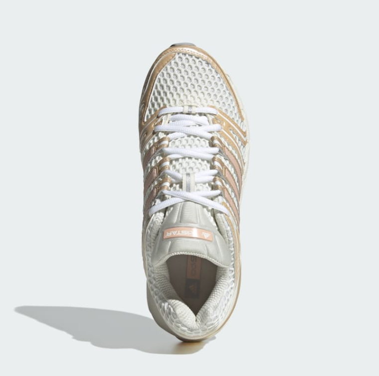 adidas Cream and Champagne Sneakers with Pink Stripes