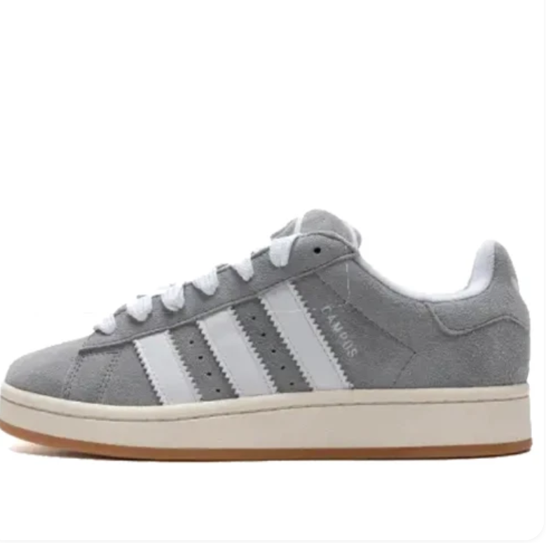 adidas Campus Grey and White Sneakers with Gum Outsole