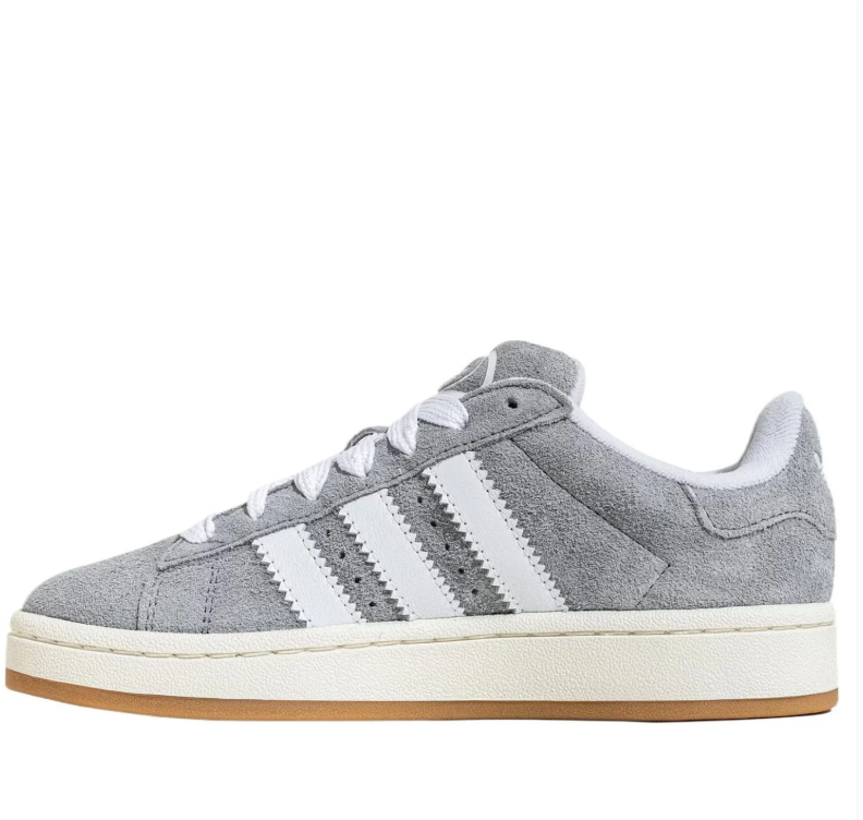adidas Campus Grey and White Sneakers with Gum Outsole