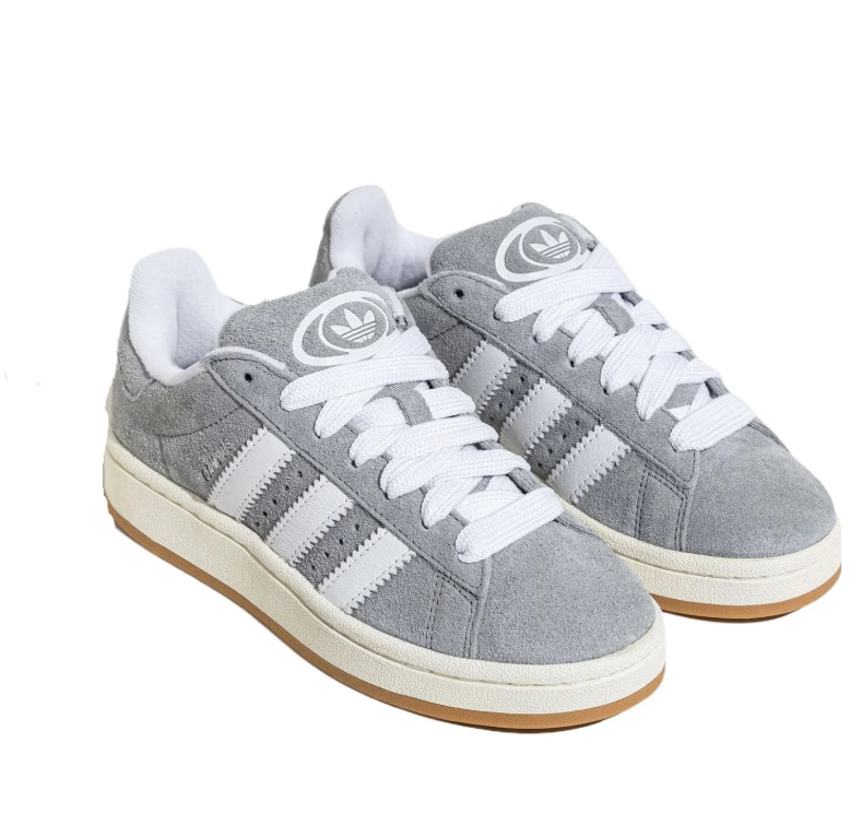 adidas Campus Grey and White Sneakers with Gum Outsole