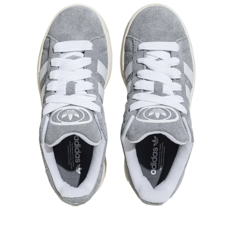 adidas Campus Grey and White Sneakers with Gum Outsole