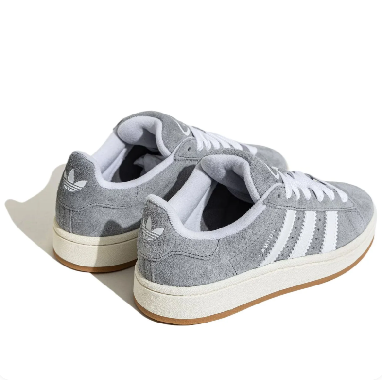 adidas Campus Grey and White Sneakers with Gum Outsole