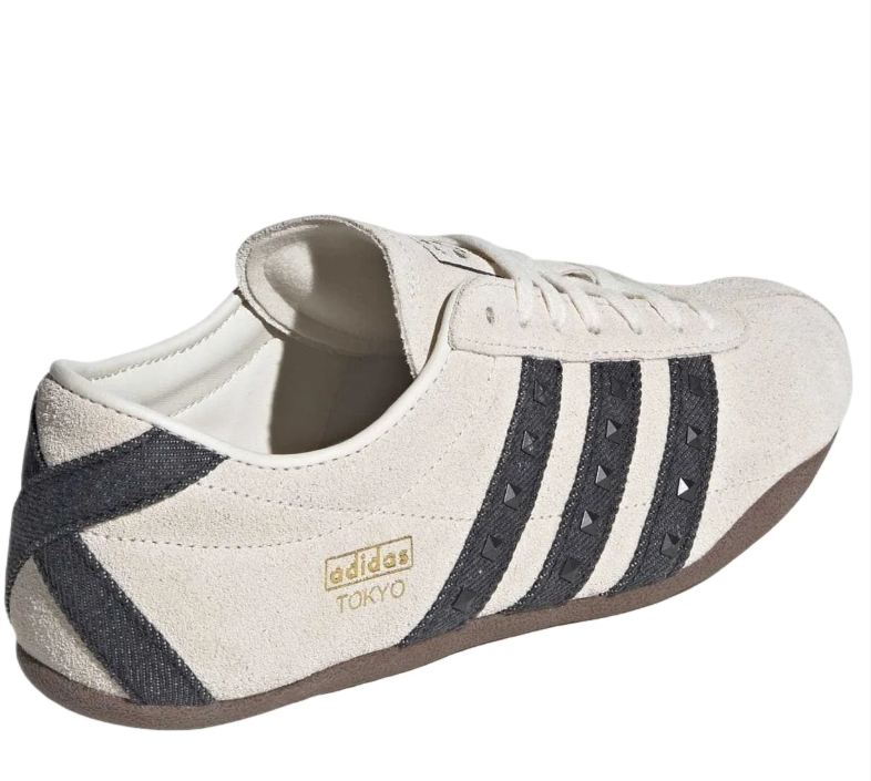 adidas Tokyo Cream and Black Sneakers with Studded Stripes