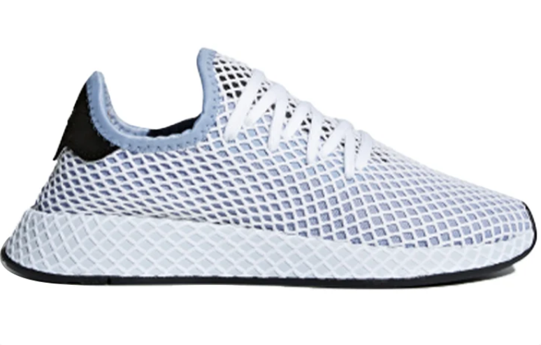 adidas White Grid-Mesh Low-Top Sneakers with Black Accents