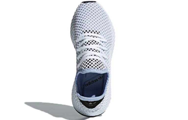 adidas White Grid-Mesh Low-Top Sneakers with Black Accents