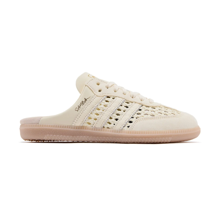 adidas Samba Cream Woven-Style Mules with Gum-Colored Sole