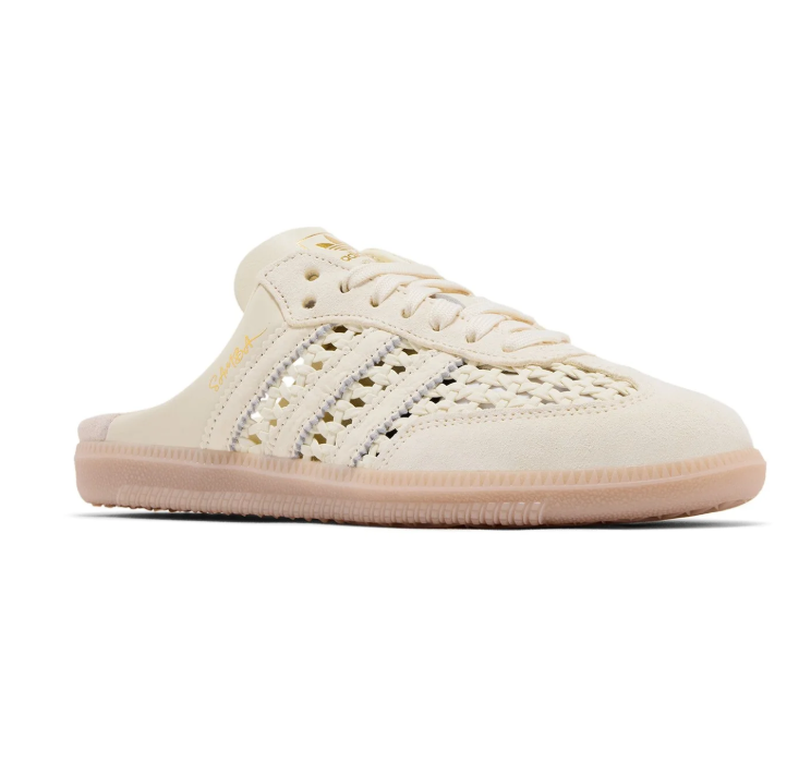 adidas Samba Cream Woven-Style Mules with Gum-Colored Sole