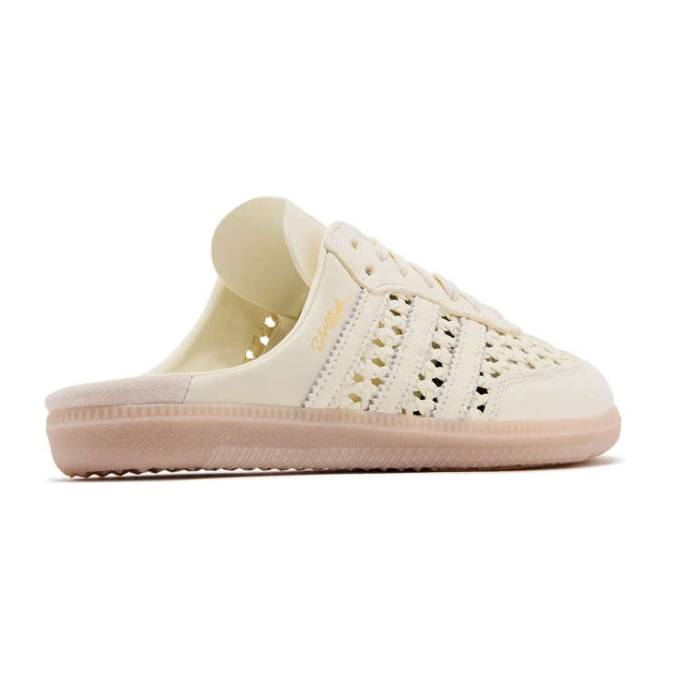 adidas Samba Cream Woven-Style Mules with Gum-Colored Sole