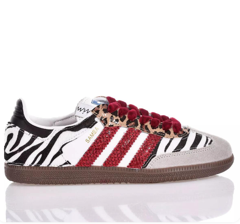 adidas Samba Zebra and Leopard Print Sneakers with Red Accents