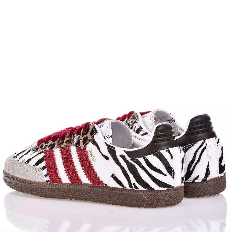 adidas Samba Zebra and Leopard Print Sneakers with Red Accents