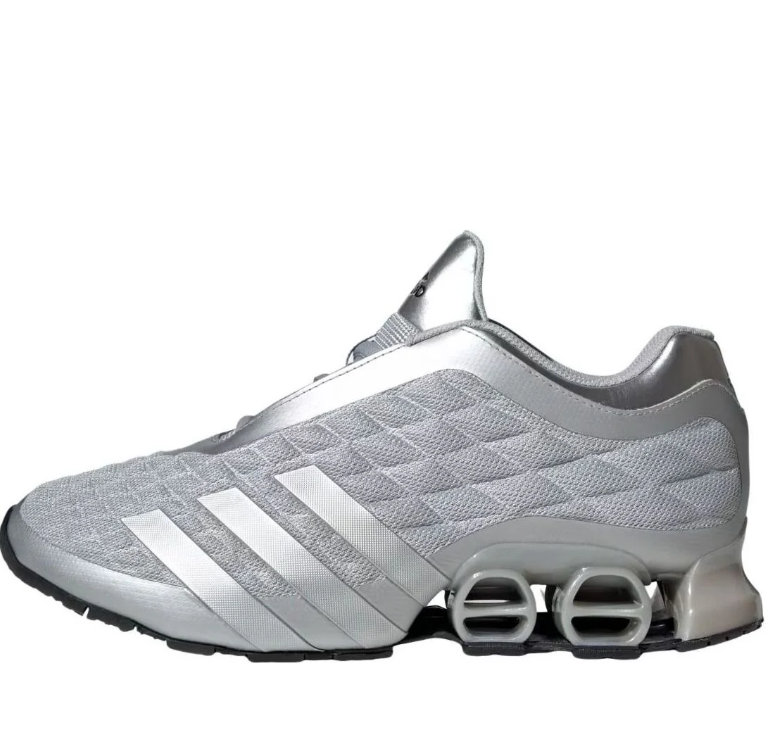 adidas Silver Grey Mesh Sneakers with Sculpted Open-Pod Heel