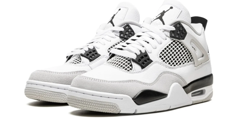 Air Jordan White and Grey Sneakers with Black Accents and Jumpman Logo