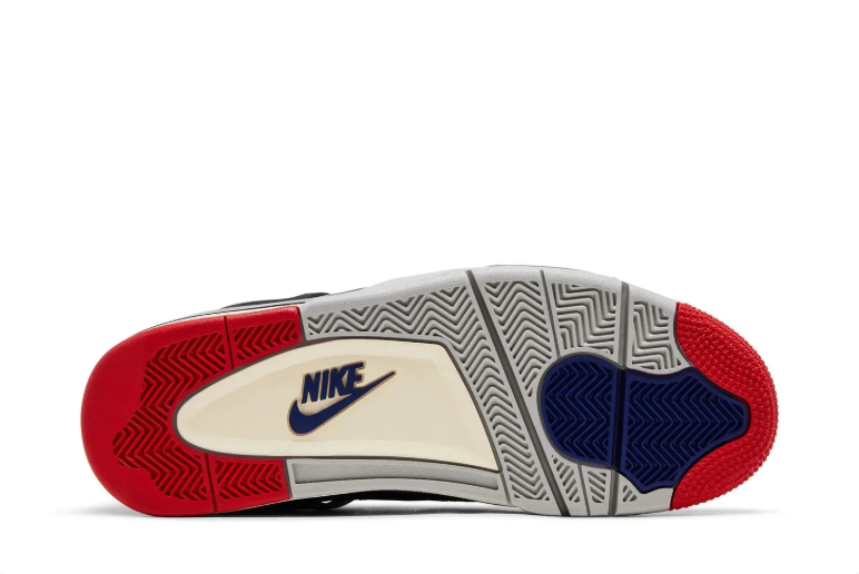 Air Jordan Black Sneakers with Red and Blue Accents and Grid Panels