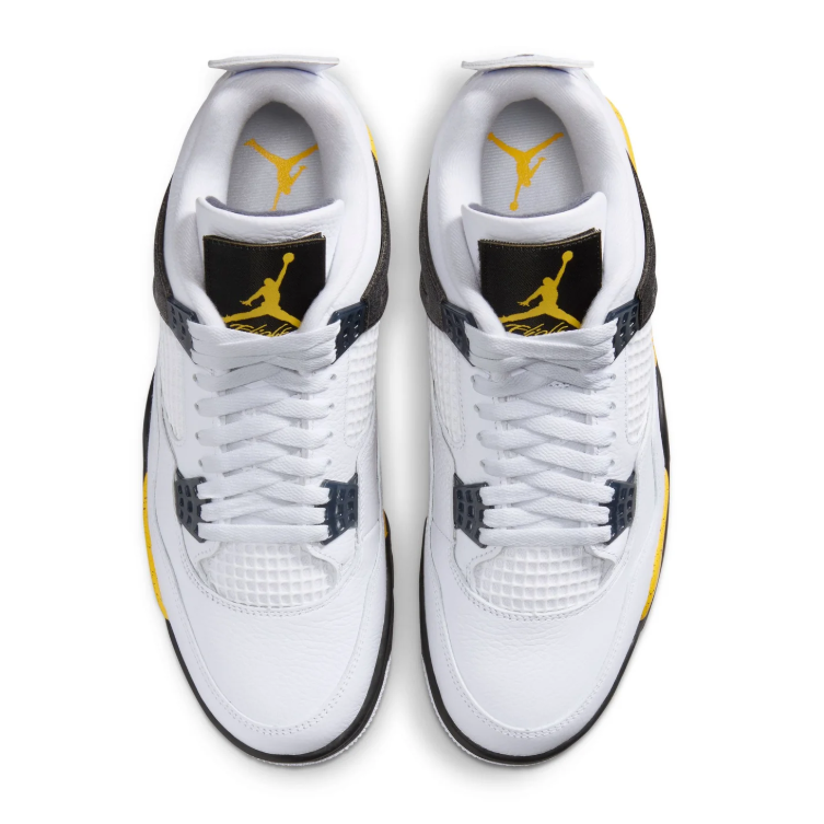Air Jordan White Sneakers with Yellow Speckled Midsole and Black Side Wings