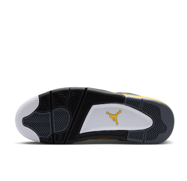 Air Jordan White Sneakers with Yellow Speckled Midsole and Black Side Wings