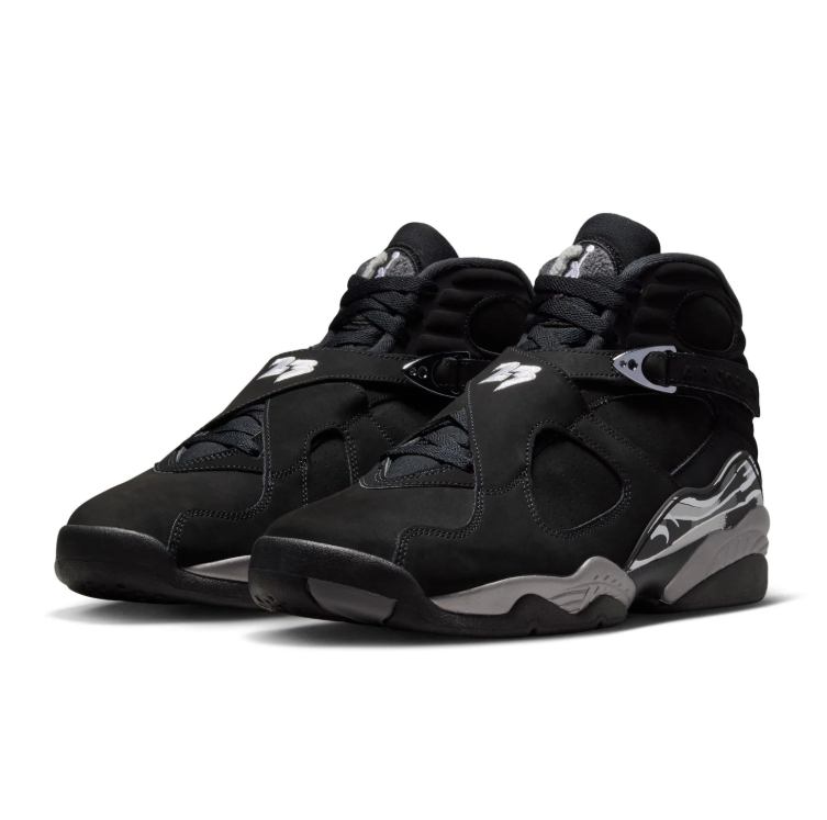 Air Jordan Black High-Top Sneakers with Cross Straps and Silver-Grey Accents