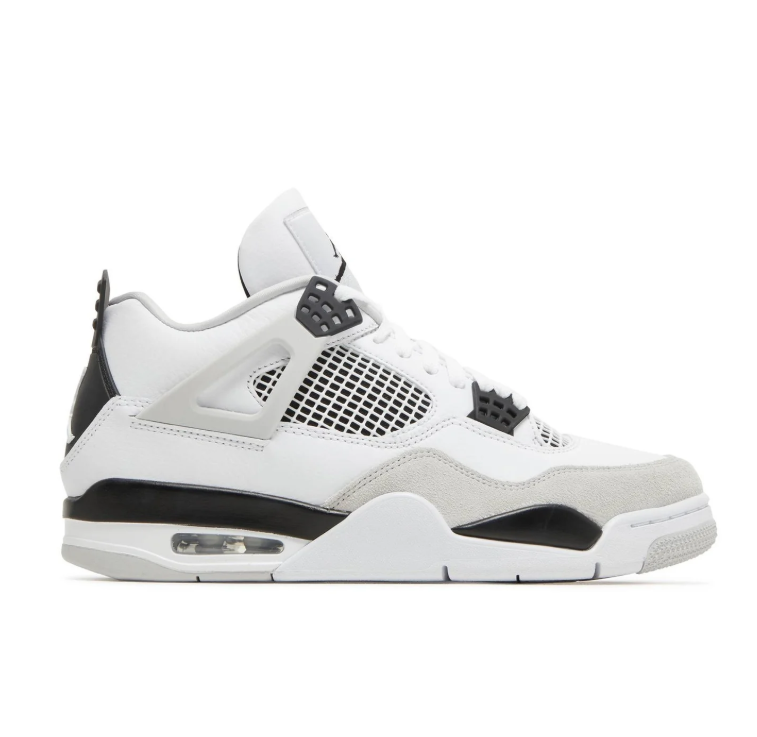 Air Jordan White and Light Grey Sneakers with Black Accents and Grid Panels