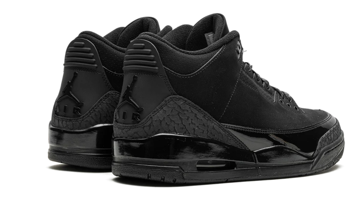 Air Jordan All-Black Sneakers with Glossy Trim and Elephant-Print Overlays