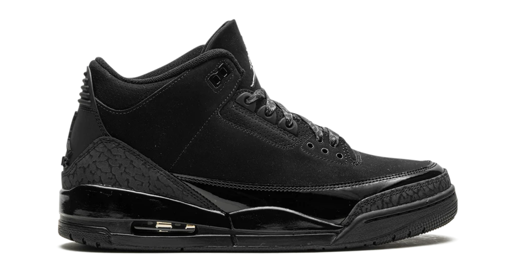 Air Jordan All-Black Sneakers with Glossy Trim and Elephant-Print Overlays