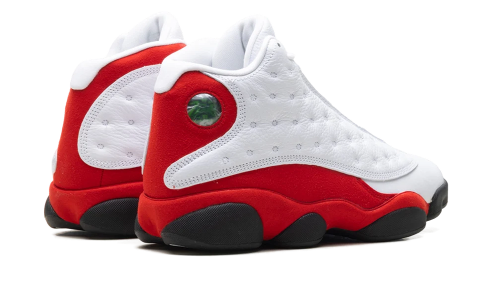 Air Jordan White and Red High-Top Sneakers with Dimpled Panels